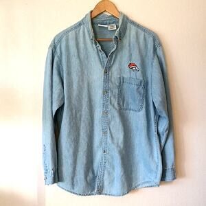 Vintage Y2K Pro Edge Broncos Denim Button Up Shirt